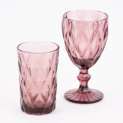 Weinglas Diamantmuster geprägt Glas lila 17x9cm