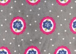 Wellness Fleece Blume in Kreis Punkte grau weiß pink blau