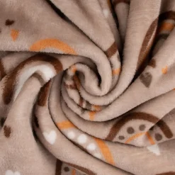 Wellness Fleece Doubleside Regenbogen Herzen Punkte taupe orange braun weiß 1,45m