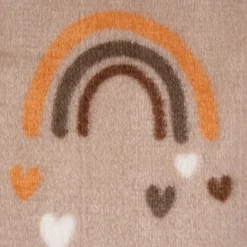 Wellness Fleece Doubleside Regenbogen Herzen Punkte taupe orange braun weiß 1,45m