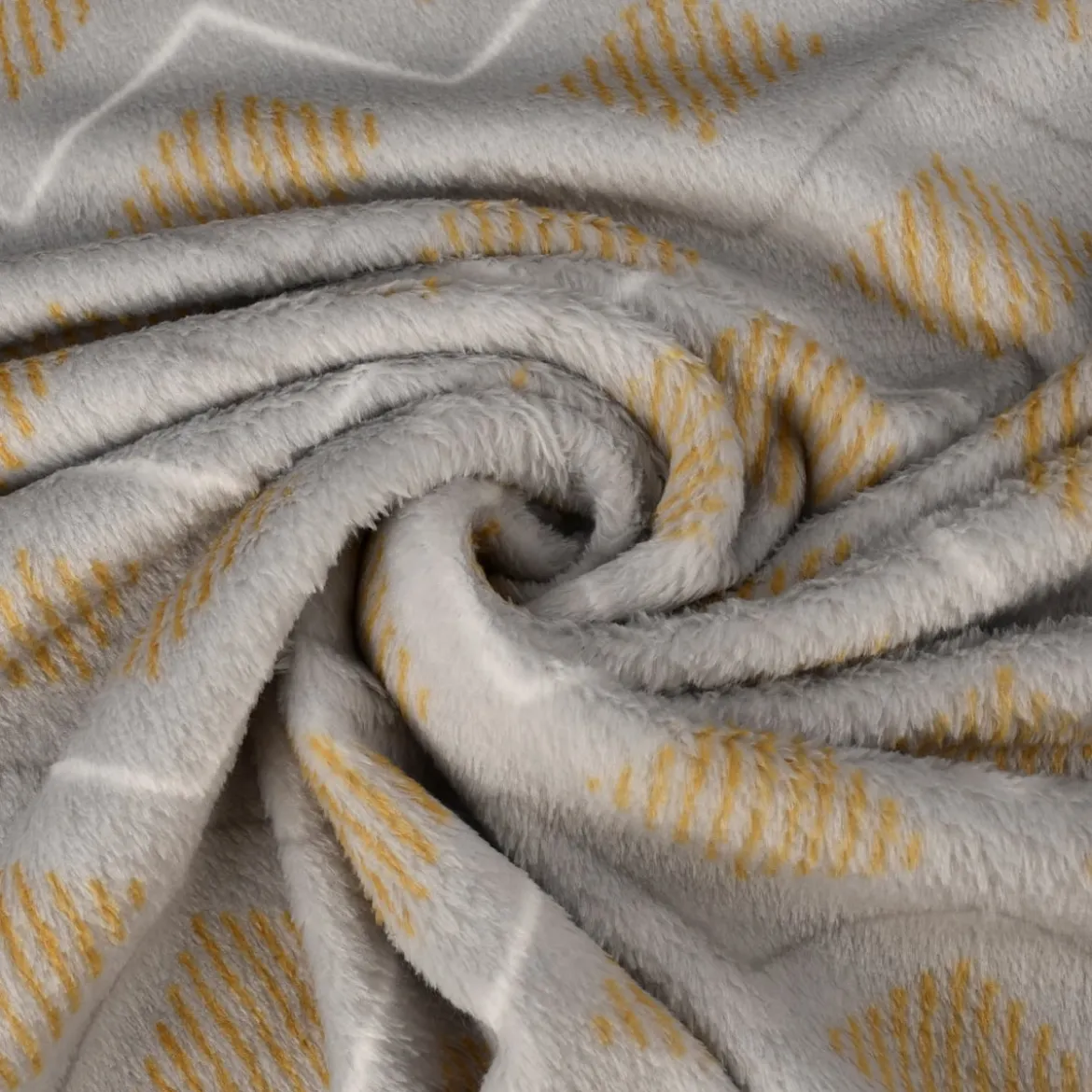 Wellness Fleece Geometrisch Rauten grau gelb weiß 1,5m Breite
