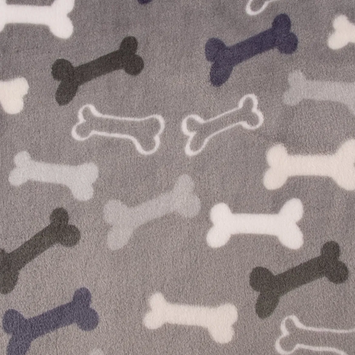 Wellness Fleece Knochen grau blau weiß 1,5m Breite
