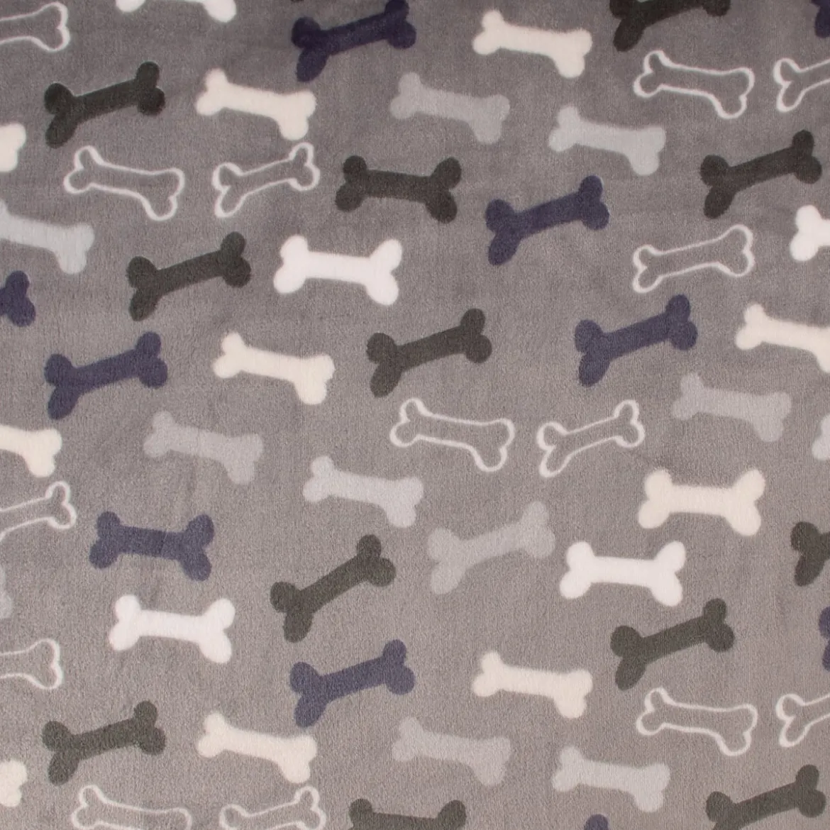 Wellness Fleece Knochen grau blau weiß 1,5m Breite