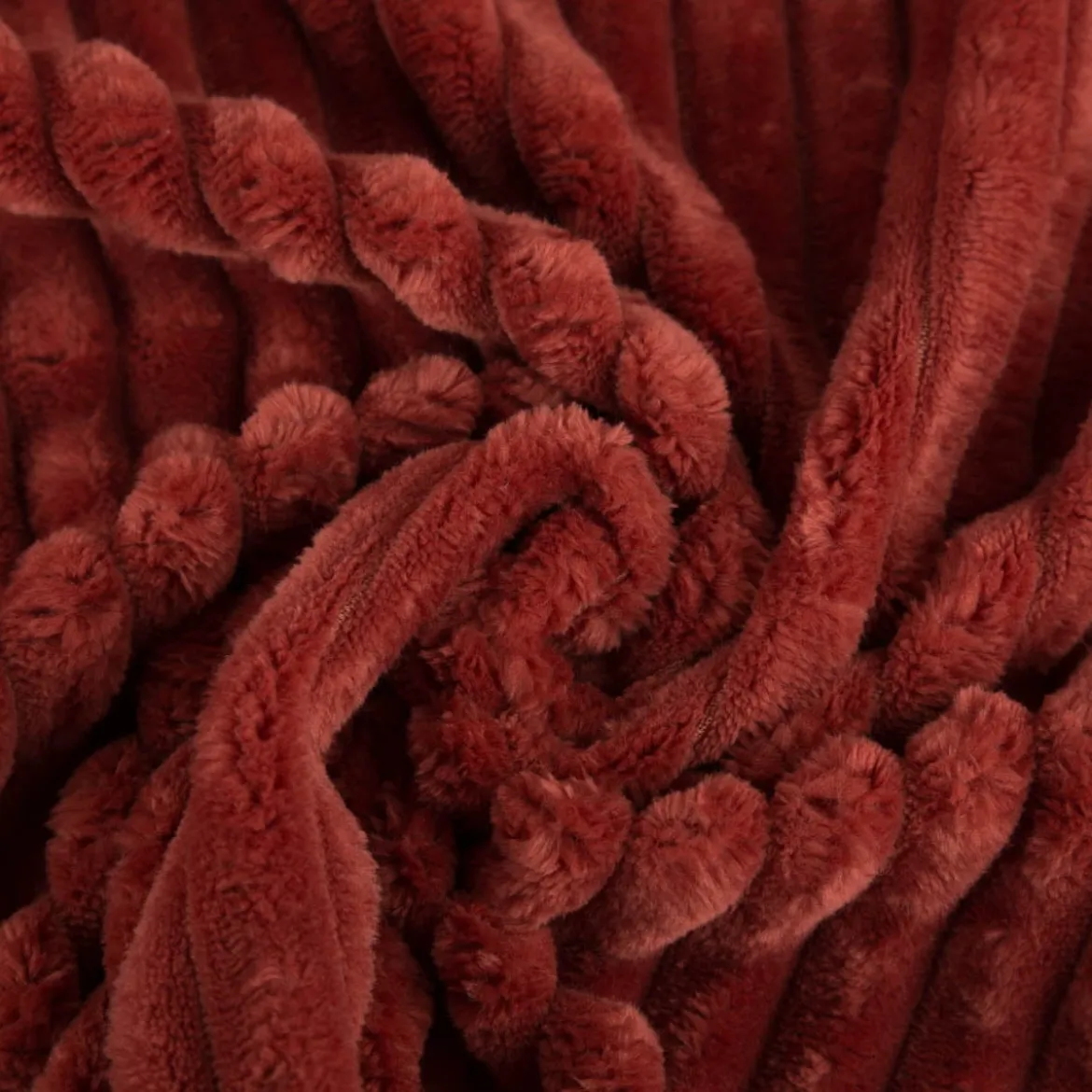 Wellness Fleecestoff Cordoptik breite Rippen einfarbig rot 1,5m Breite