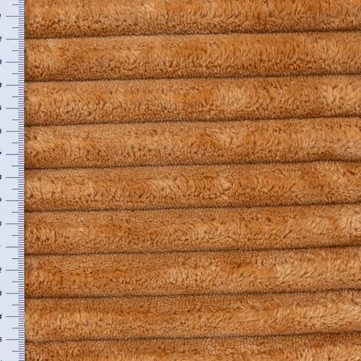 Wellness Fleecestoff Cordoptik breite Rippen einfarbig camel 1,5m Breite