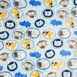 Wellness Fleece Tierkinder Löwe Giraffe blau gelb braun 1,4m Breite