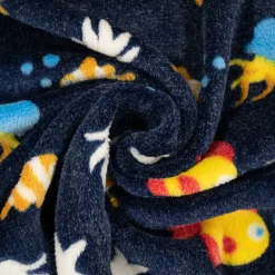 Wellness Fleece Unterwasserwelt Fische blau gelb rot weiß 1,4m Breite