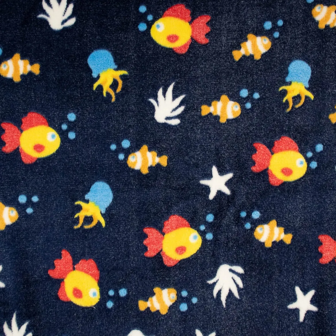 Wellness Fleece Unterwasserwelt Fische blau gelb rot weiß 1,4m Breite