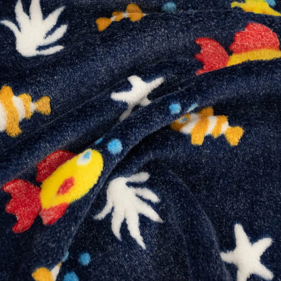 Wellness Fleece Unterwasserwelt Fische blau gelb rot weiß 1,4m Breite