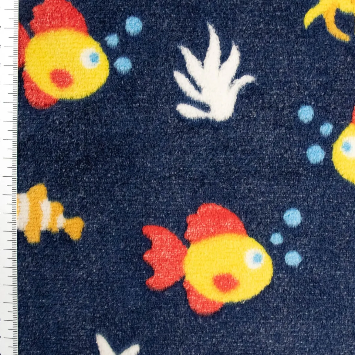 Wellness Fleece Unterwasserwelt Fische blau gelb rot weiß 1,4m Breite