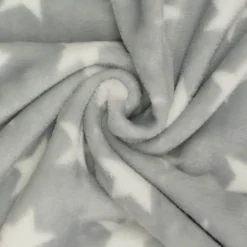 Wellness Nicki Fleece Stoff hellgrau weiß Sterne