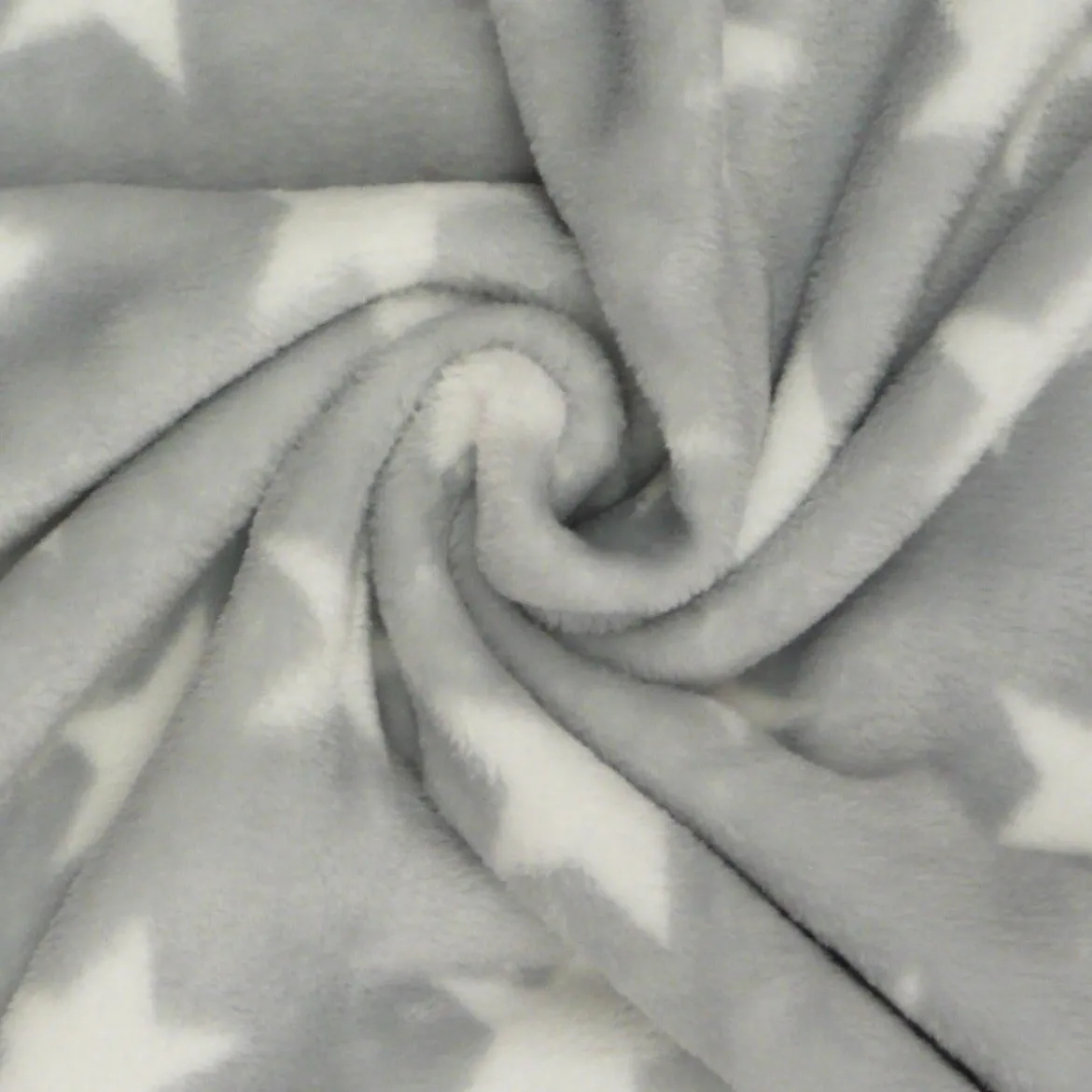 Wellness Nicki Fleece Stoff hellgrau weiß Sterne