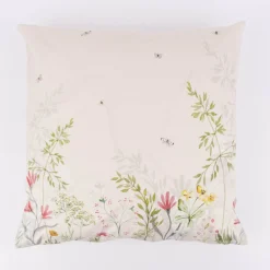 Wende Kissenhülle Blumenwiese Samtoptik cremeweiß bunt 45x45cm von Clayre & Eef