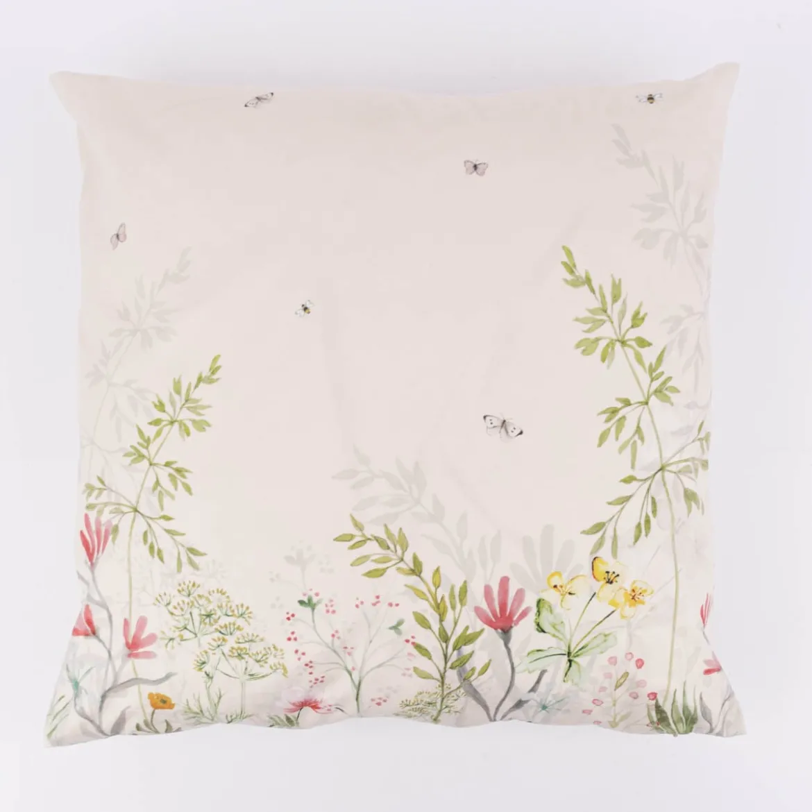 Wende Kissenhülle Blumenwiese Samtoptik cremeweiß bunt 45x45cm von Clayre & Eef