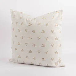 Wende Kissenhülle Kaninchen Herzen Samtoptik aus Kunstfaser weiß beige braun 45x45cm von Clayre & Eef