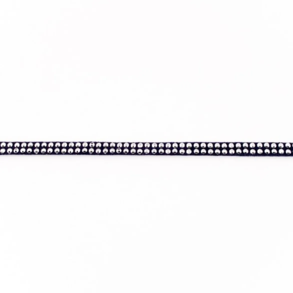Wildleder Imitat Band dunkelblau mit silber farbigen Glitzer Steinen Meterware Breite: 0,5cm