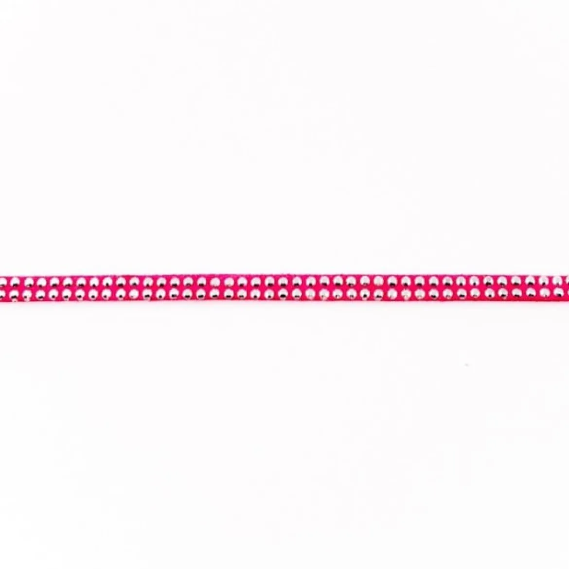 Wildleder Imitat Band fuchsia mit silber farbigen Glitzer Steinen Meterware Breite: 0,5cm