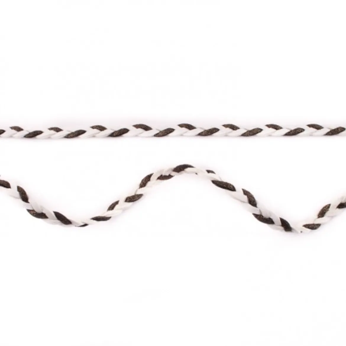 Wildleder Imitat Band geflochten weiß schwarz Glitzer Meterware Breite: 0,5cm