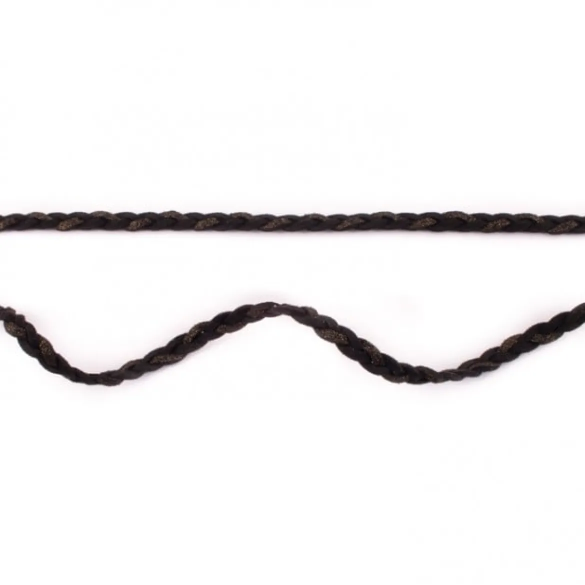 Wildleder Imitat Band geflochten schwarz Glitzer Meterware Breite: 0,5cm