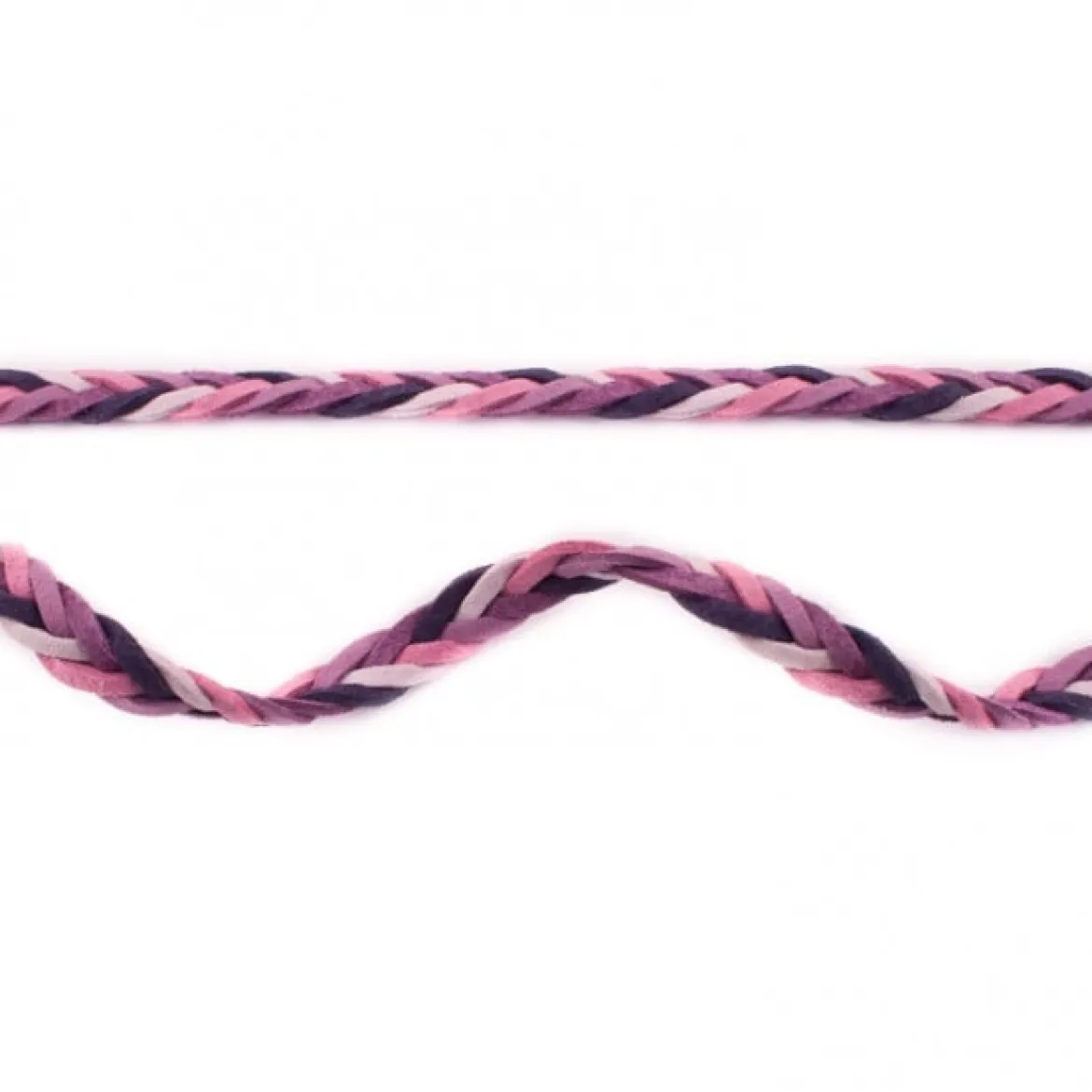 Wildleder Imitat Band geflochten bunt lila Meterware Breite: 0,8cm