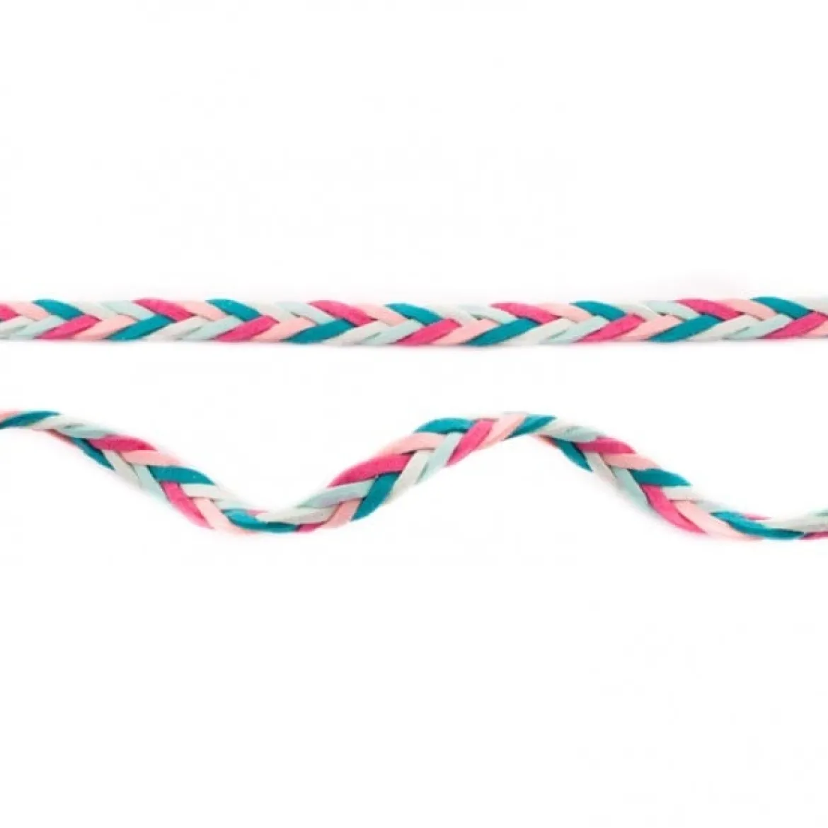 Wildleder Imitat Band geflochten bunt pink grün rosa türkis Meterware Breite: 0,8cm
