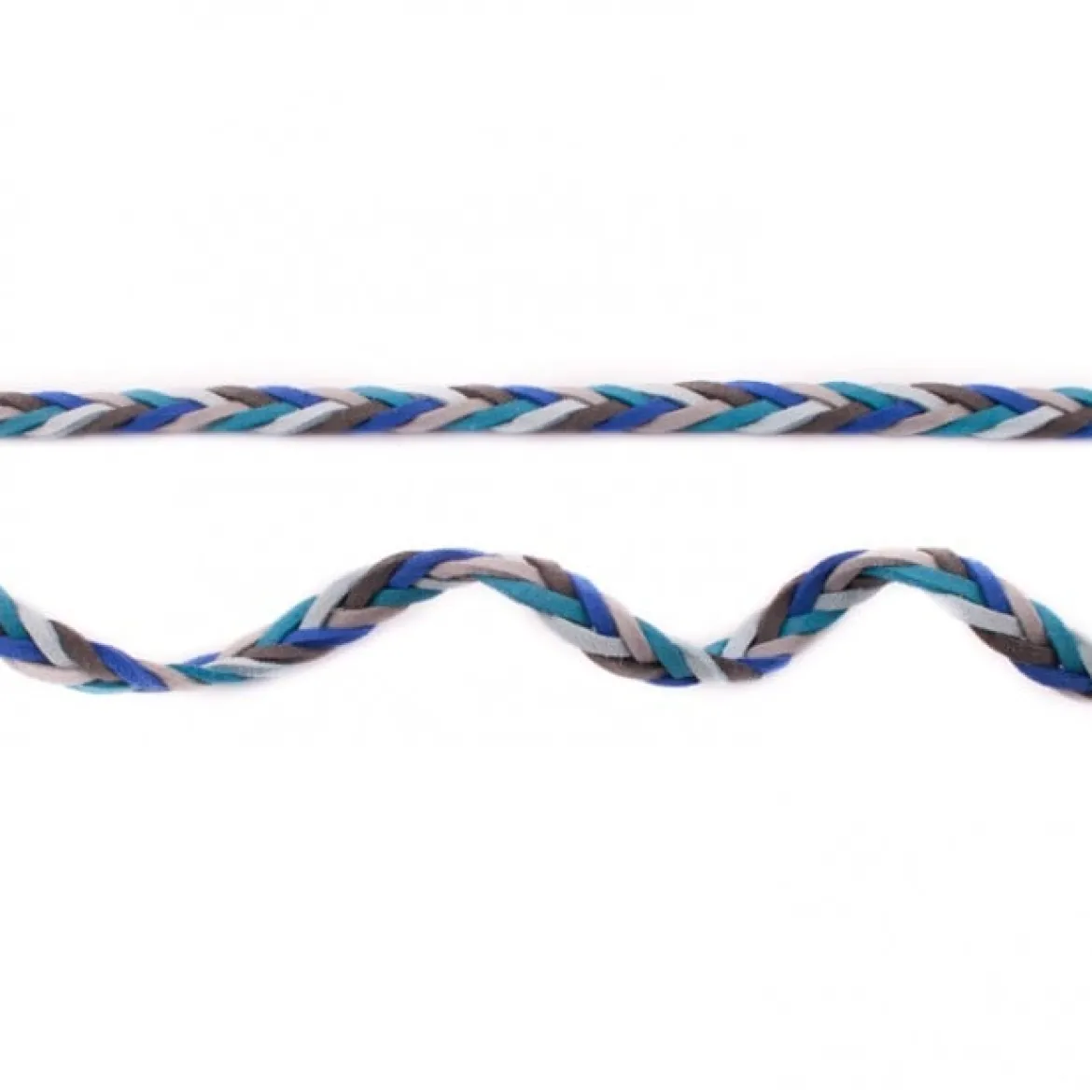Wildleder Imitat Band geflochten bunt blau grau Meterware Breite: 0,8cm