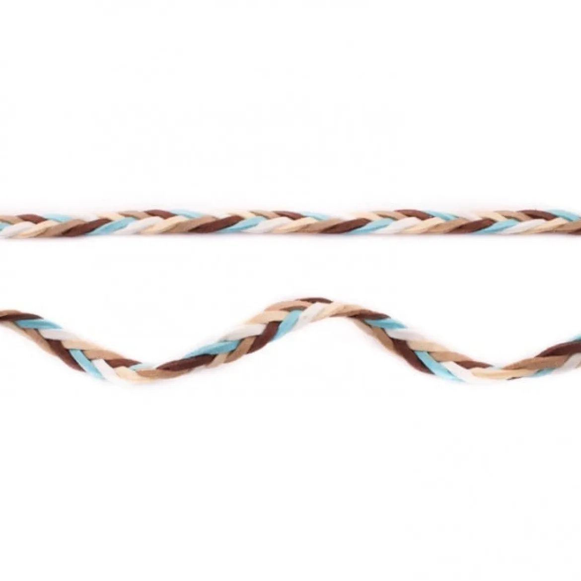 Wildleder Imitat Band geflochten bunt braun weiß türkis Meterware Breite: 0,8cm