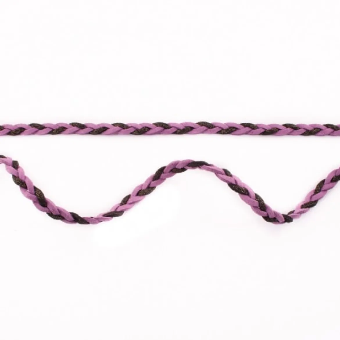 Wildleder Imitat Band geflochten lila schwarz Glitzer Meterware Breite: 0,5cm