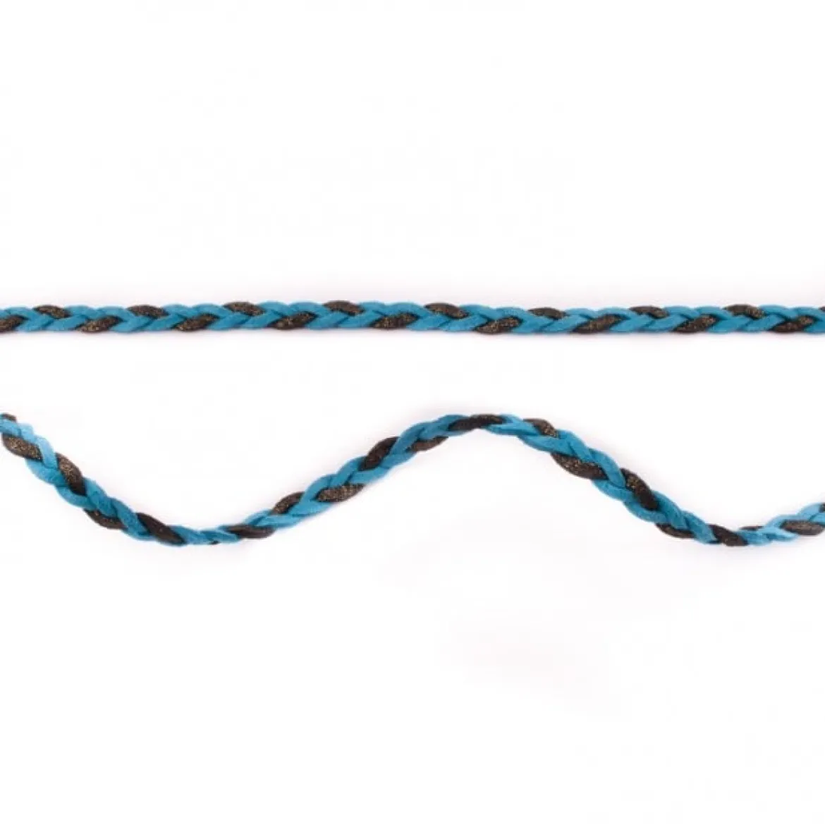 Wildleder Imitat Band geflochten blau schwarz Glitzer Meterware Breite: 0,5cm