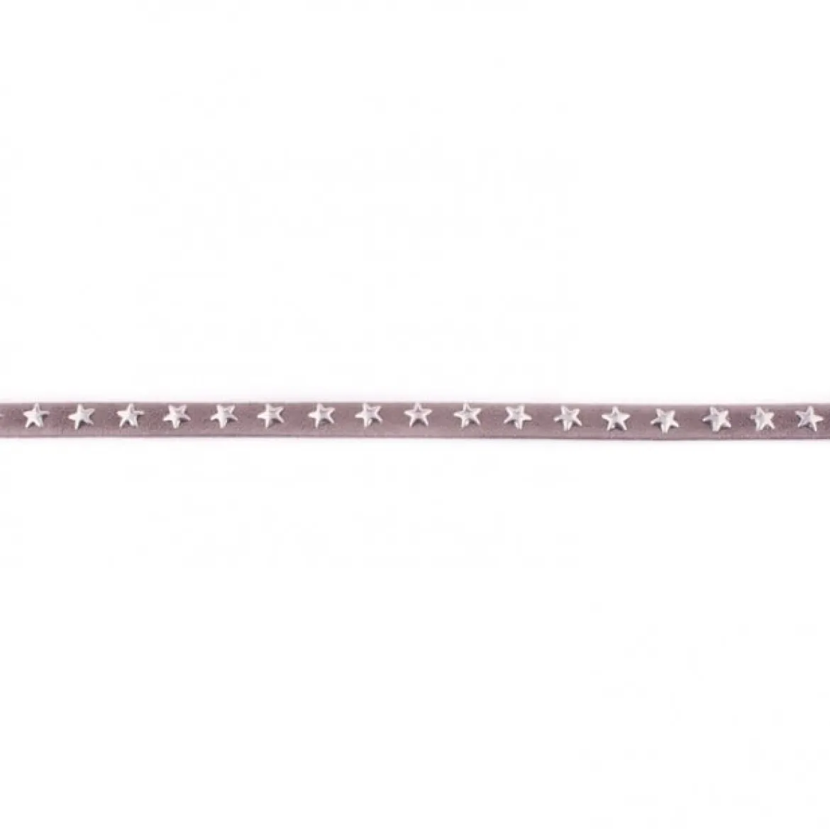 Wildleder Imitat Band grau mit Sterne silberfarbig Meterware Breite: 0,7cm