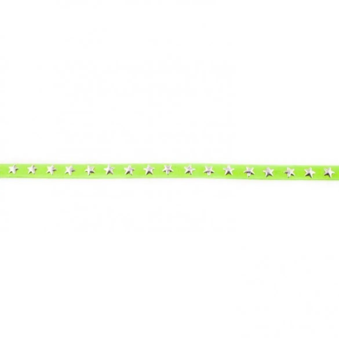 Wildleder Imitat Band grün mit Sterne silberfarbig Meterware Breite: 0,7cm