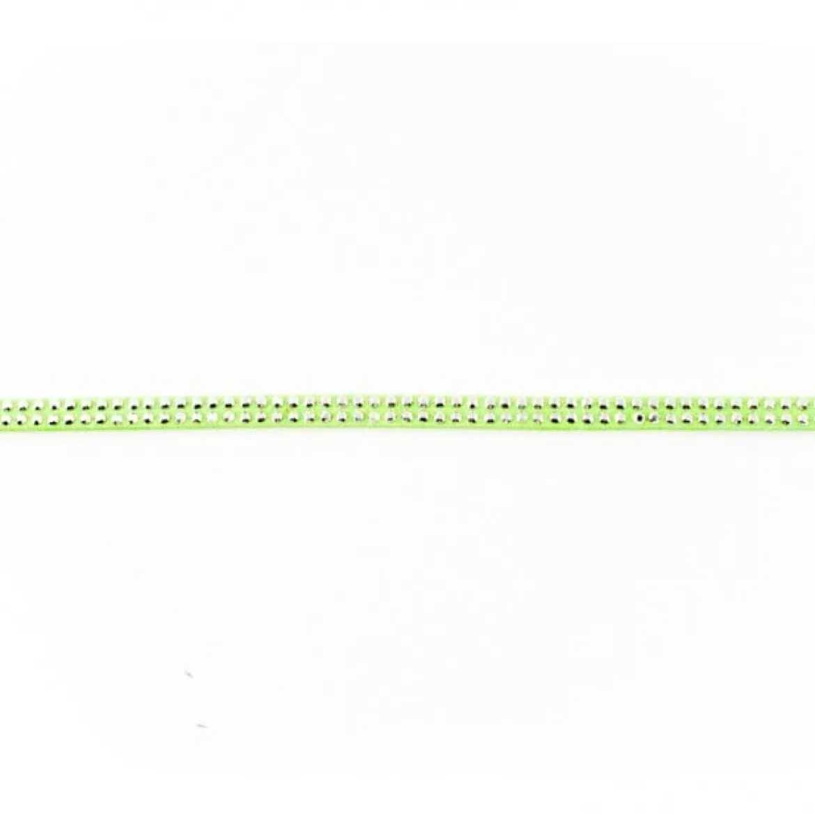 Wildleder Imitat Band lime mit silber farbigen Glitzer Steinen Meterware Breite: 0,5cm