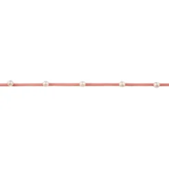 Wildlederimitatband mit Perlen Perlenband rosa Band Breite: 2mm Perle Breite: 6mm