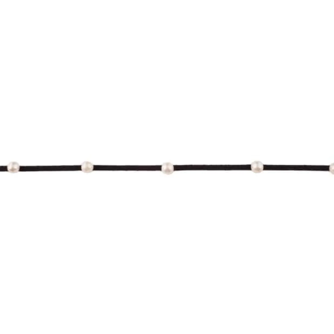 Wildlederimitatband mit Perlen Perlenband mit Perle schwarz Band Breite: 2mm Perle Breite: 6mm