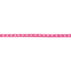 Wildleder Imitat Band pink mit Sterne silberfarbig Meterware Breite: 0,7cm