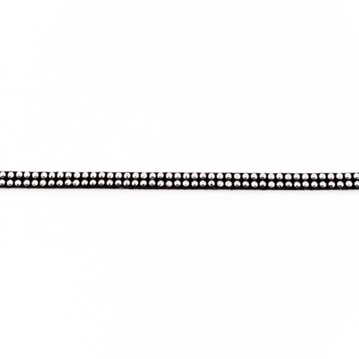 Wildleder Imitat Band schwarz mit silber farbigen Glitzer Steinen Meterware Breite: 0,5cm