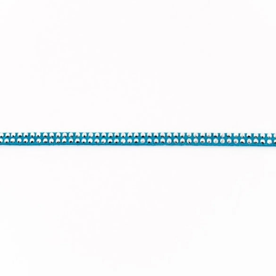 Wildleder Imitat Band türkis mit silber farbigen Glitzer Steinen Meterware Breite: 0,5cm