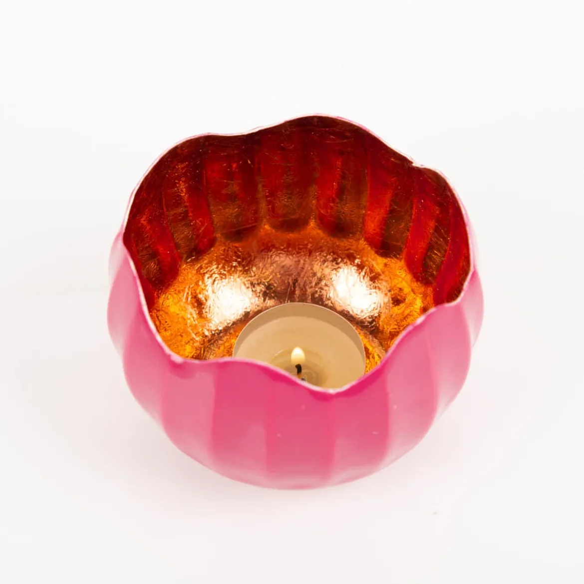 Windlicht Holi Neon-Pink Kupfer aus Metall 10x8cm von Werner Voss