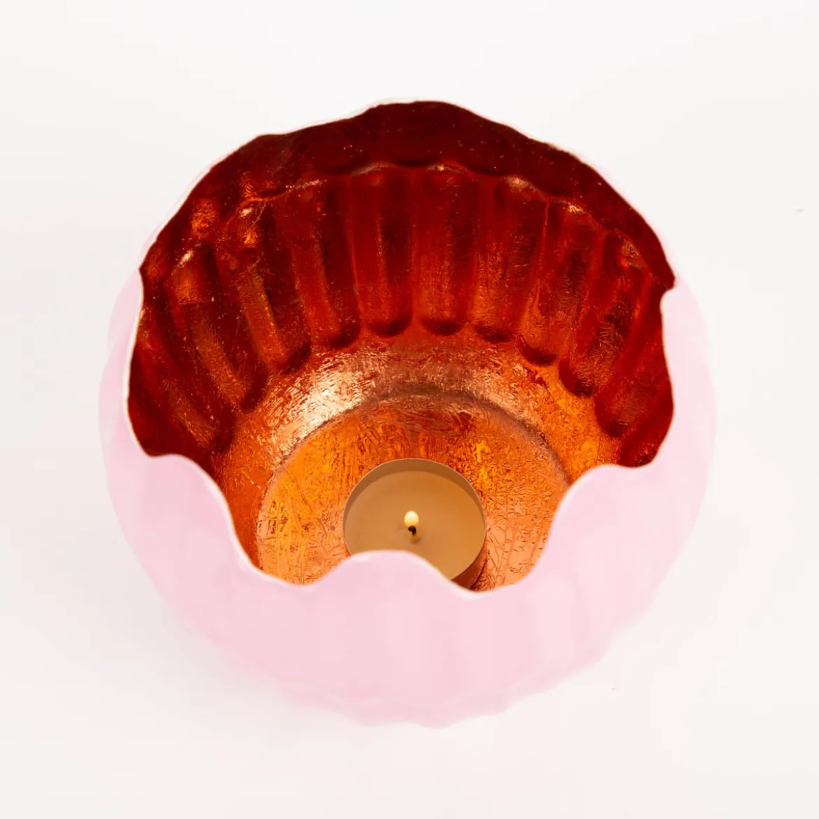 Windlicht Holi Rosa Kupfer aus Metall 15x12cm von Werner Voss