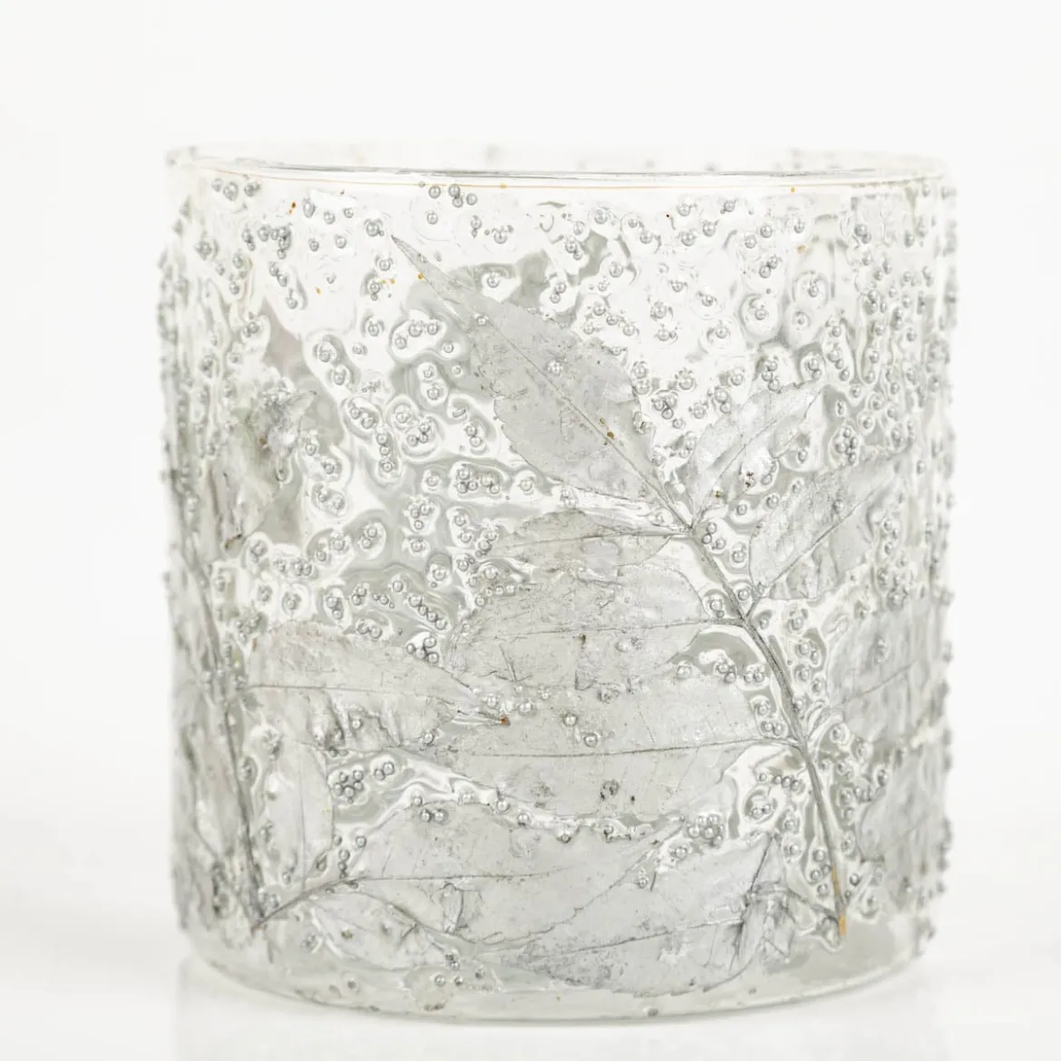 Windlicht Leaves Blätter transparent silber 10x10cm von Werner Voss