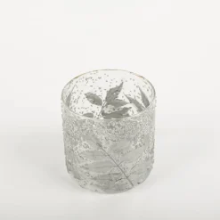 Windlicht Leaves Blätter transparent silber 10x10cm von Werner Voss