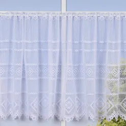 Wirk-Panneaux Bistrogardine Scheibengardine Wirkware transparent Blumen weiß 60cm Höhe