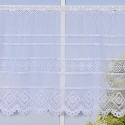 Wirk-Panneaux Bistrogardine Scheibengardine Wirkware transparent Blumen weiß 60cm Höhe