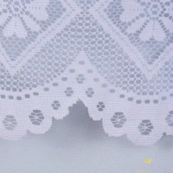 Wirk-Stores Wirk-Sockelstores Blumenfensterstores Gardinenstoff Wirkware transparent Blumen weiß 175cm Höhe