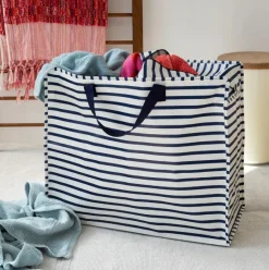 XXL Aufbewahrungstasche Nautical Stripes 55x48x28cm – aus recyceltem Material