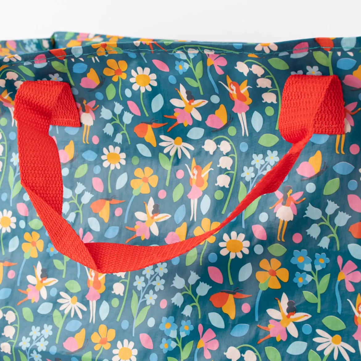 XXL Shopper Feengarten aus recyceltem Material blau bunt 55x48x28cm