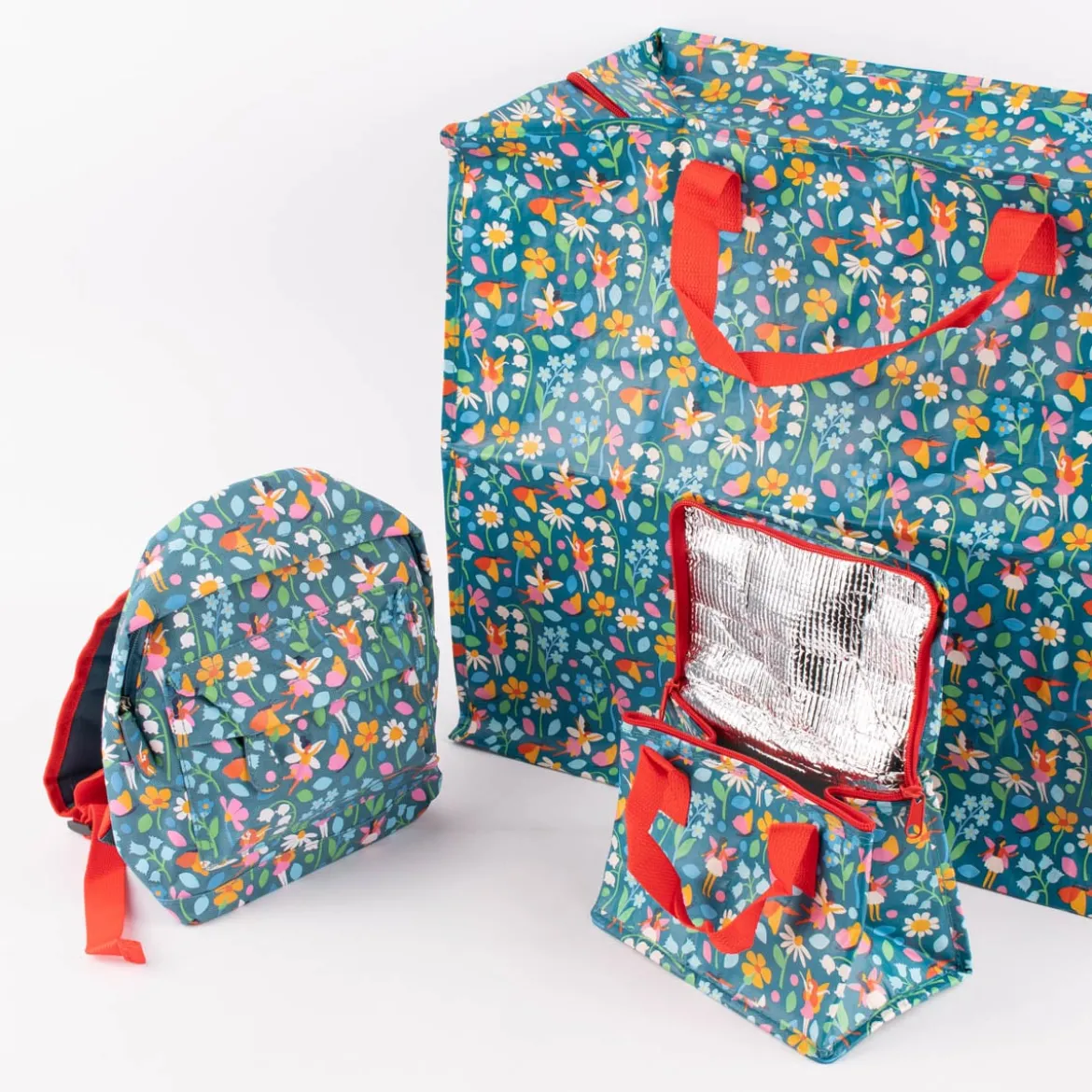 XXL Shopper Feengarten aus recyceltem Material blau bunt 55x48x28cm