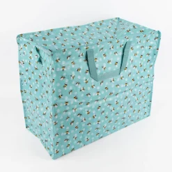 XXL Shopper Hummeln aus recyceltem Material hellblau weiß gelb schwarz 55x48x28cm