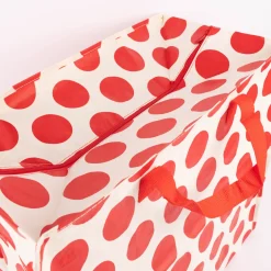 XXL Shopper Punkte aus recyceltem Material weiß rot 55x48x28cm