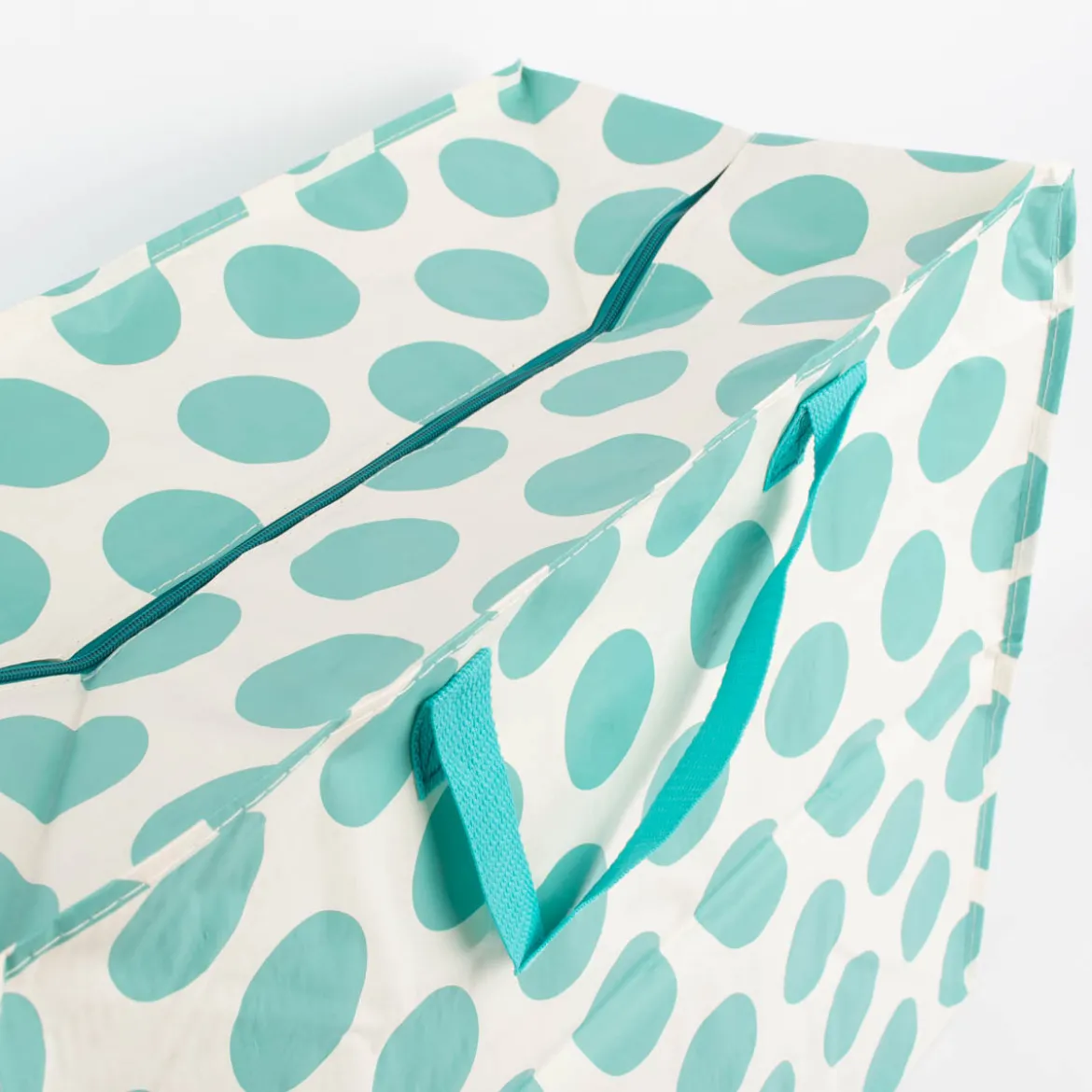 XXL Shopper Punkte aus recyceltem Material weiß türkis 55x48x28cm
